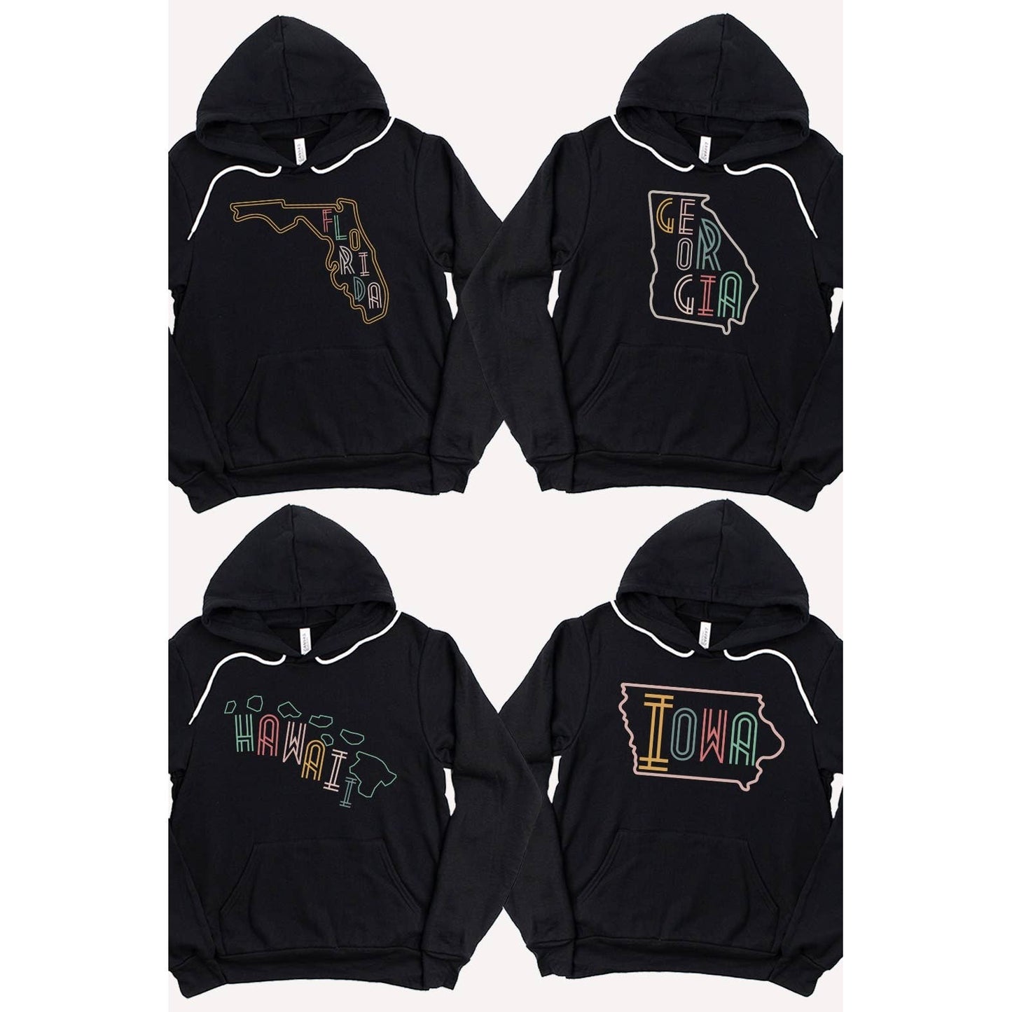 SOUTH DAKOTA Neon State Shape Graphic Hoodies