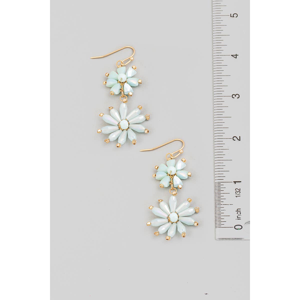 Beaded Flower Chain Dangle Earrings