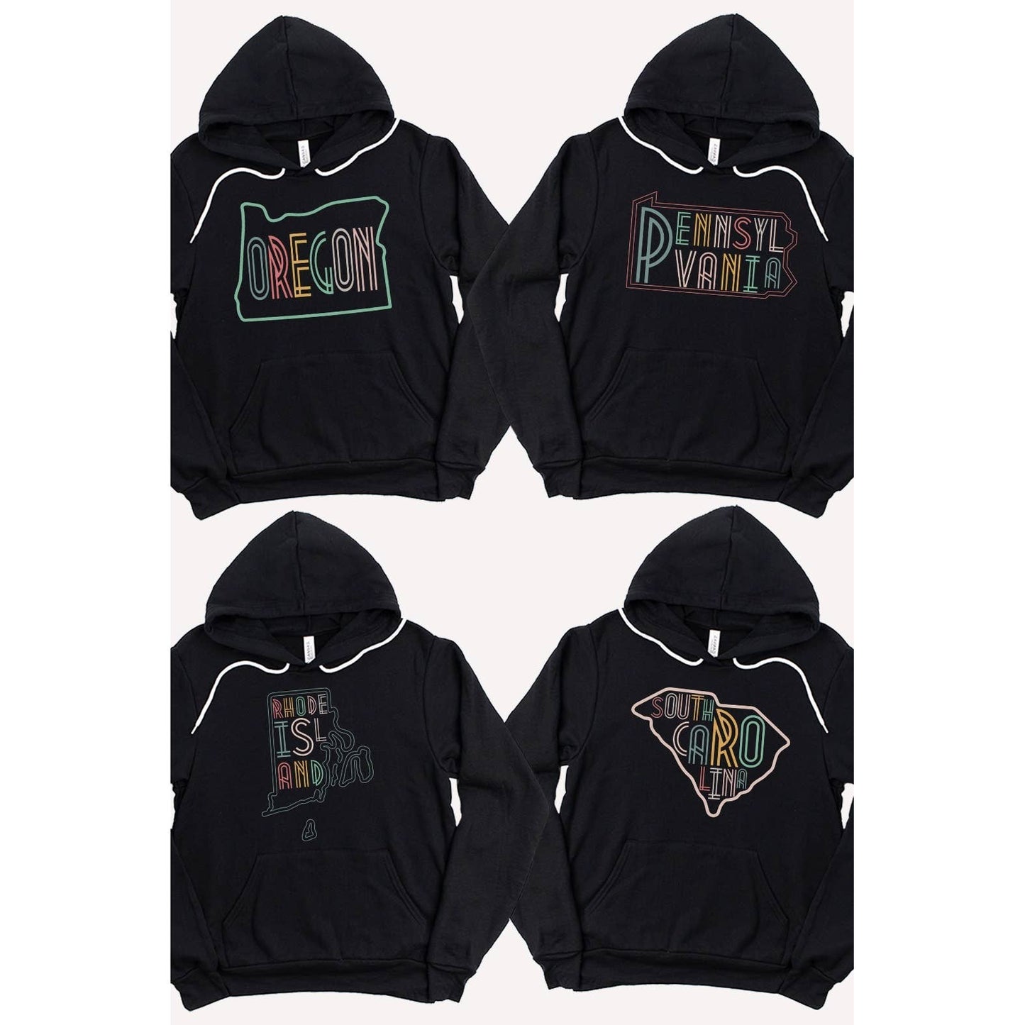 SOUTH DAKOTA Neon State Shape Graphic Hoodies