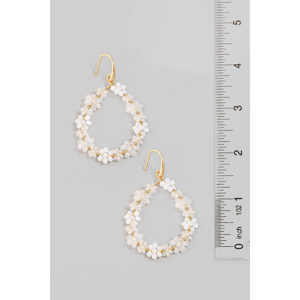 Mini Beaded Flower Tear Dangle Earrings