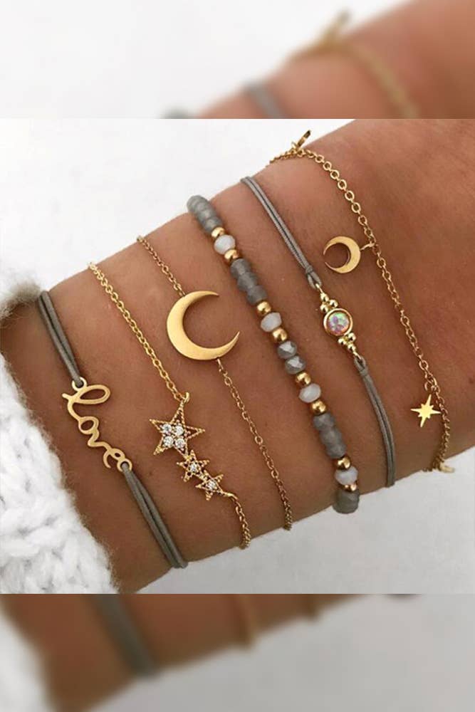 Star Moon Love 6pcs Bracelet Set