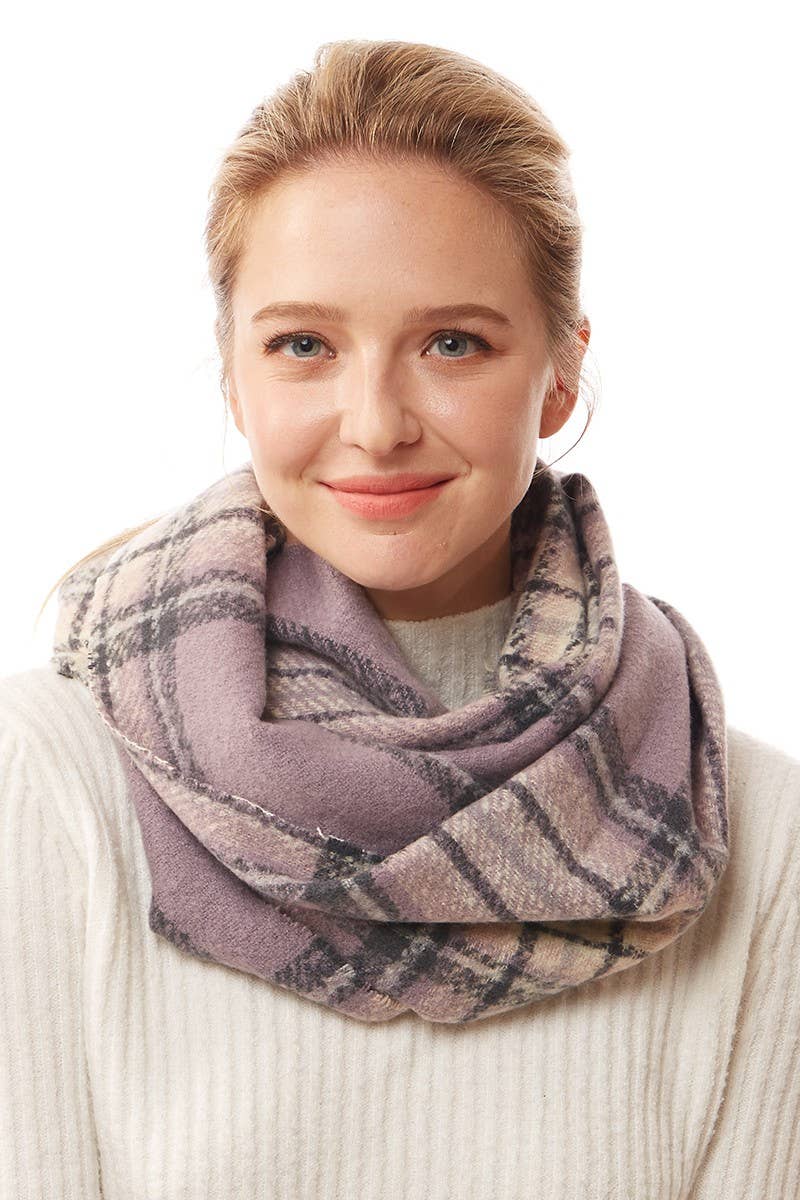 Women's Winter Plaid Patterned Infinity Scarf