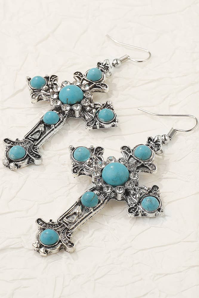 Turquoise Cross Earrings