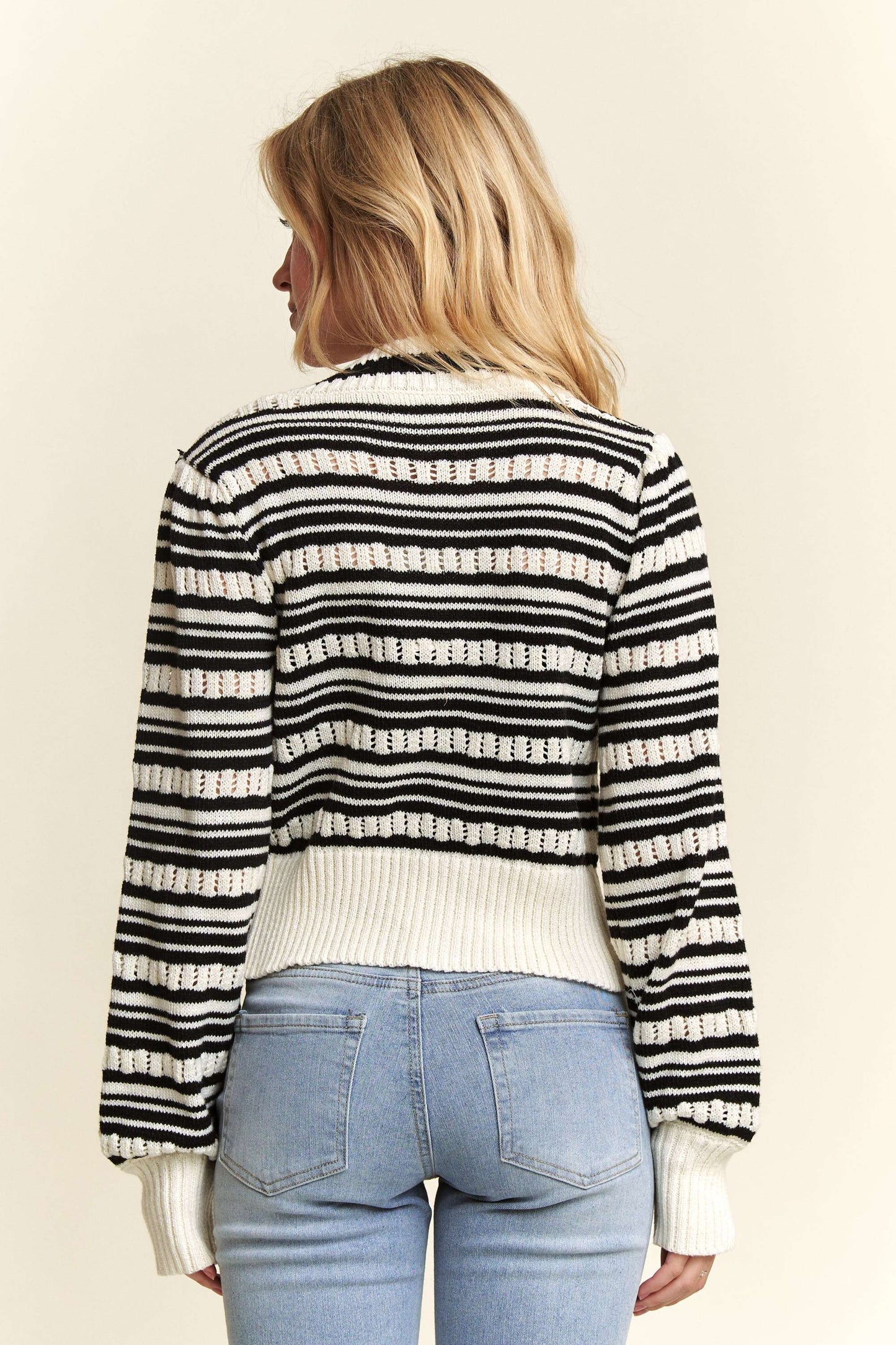 ADORA BOW TIE STRIPE SWEATER TOP