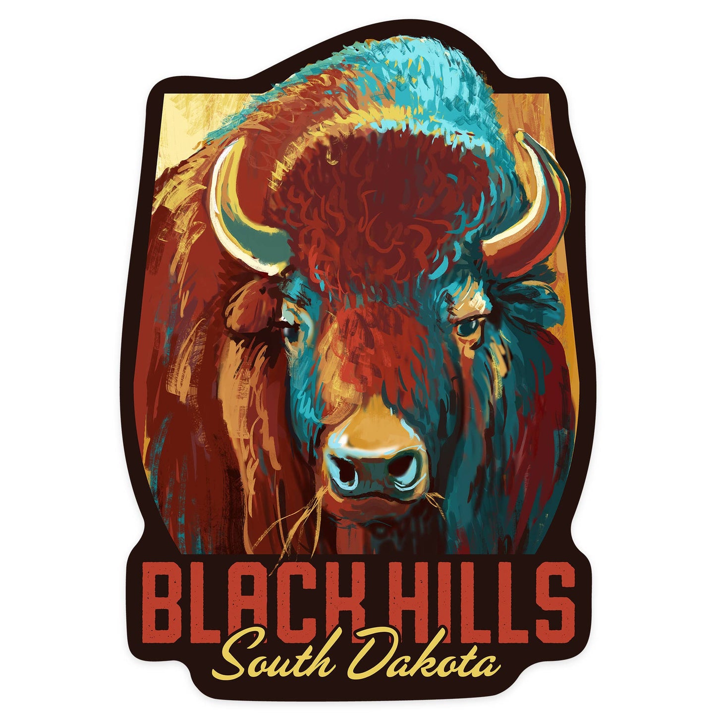 Vinyl Sticker Black Hills, South Dakota, Bison, Vivid