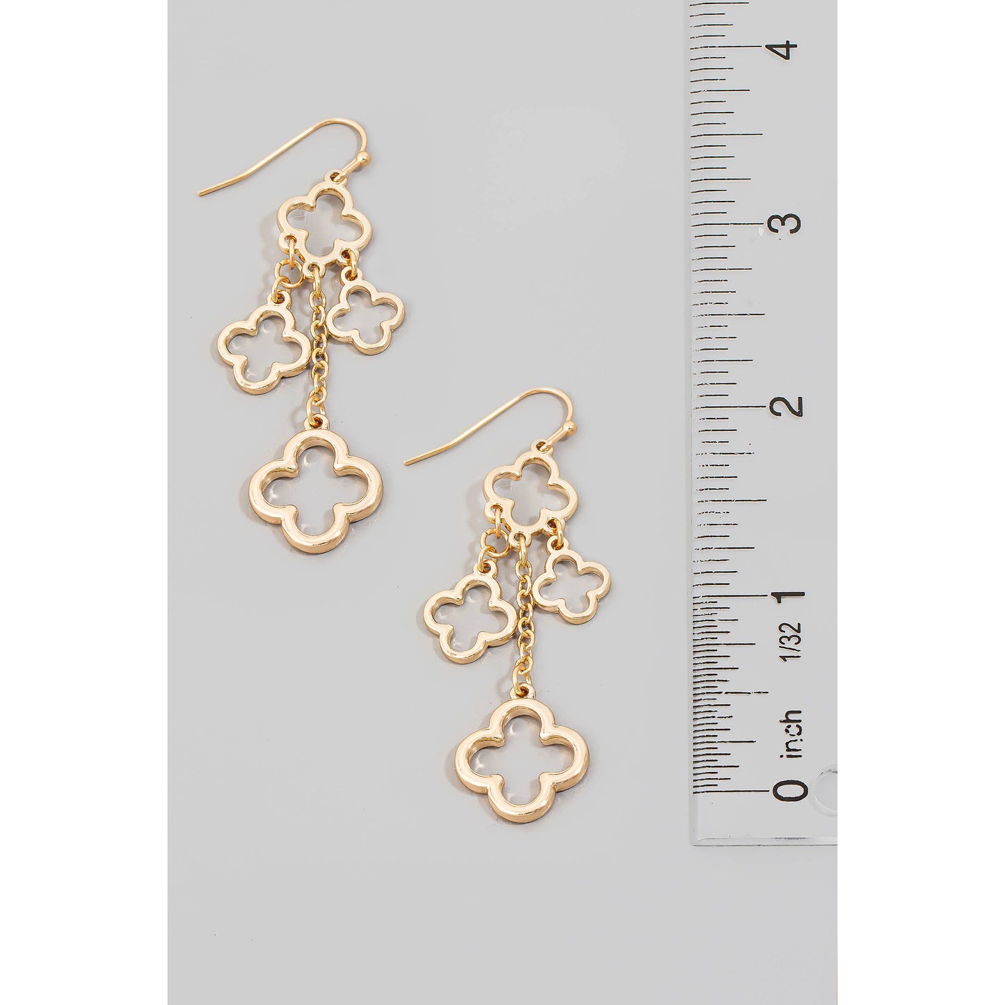 Metallic Clover Charms Chain Dangle Earrings