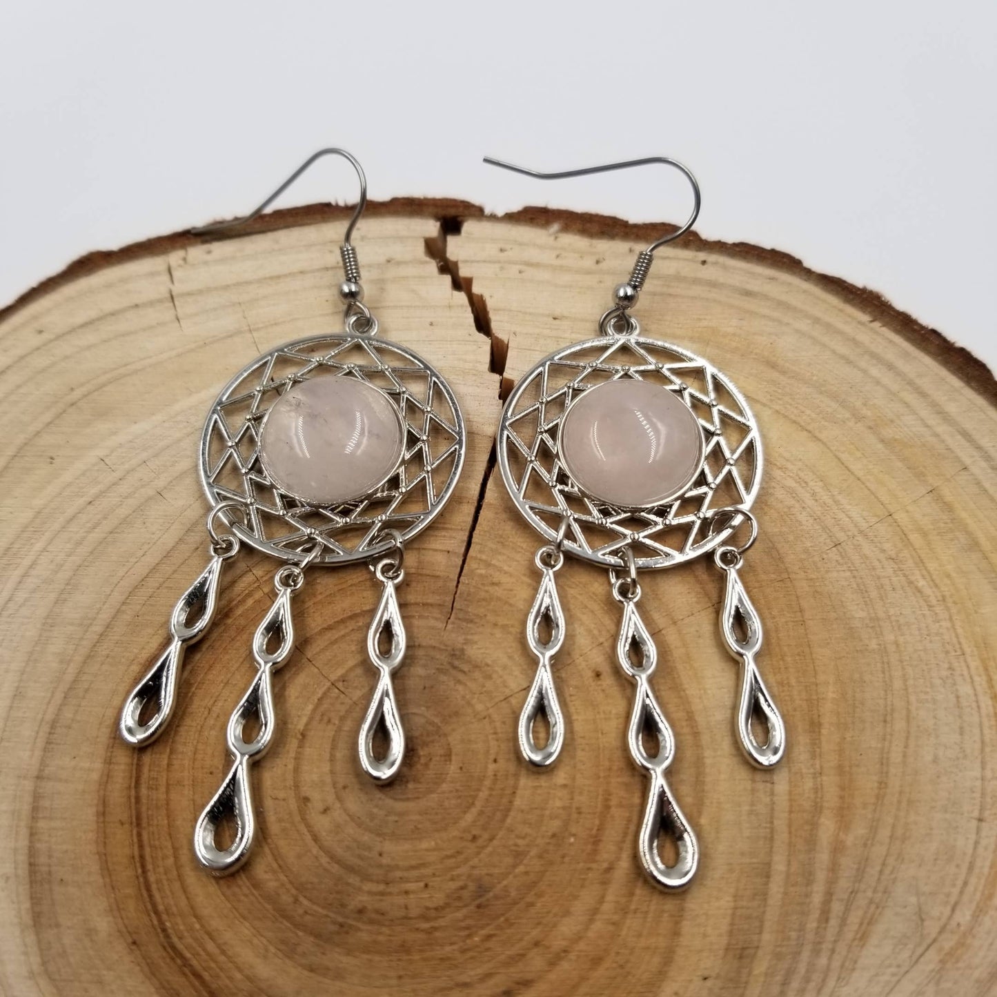 Natural Quartz Teardrop Earrings