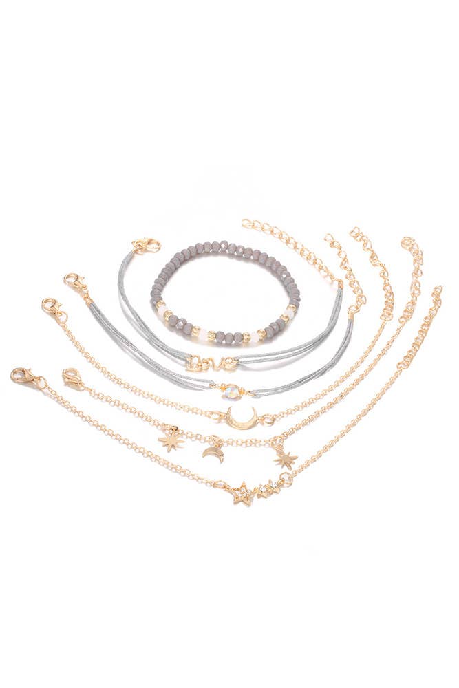 Star Moon Love 6pcs Bracelet Set