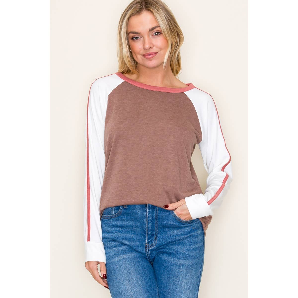 STACCATO ROUND NECK COLOR BLOCKED TOP