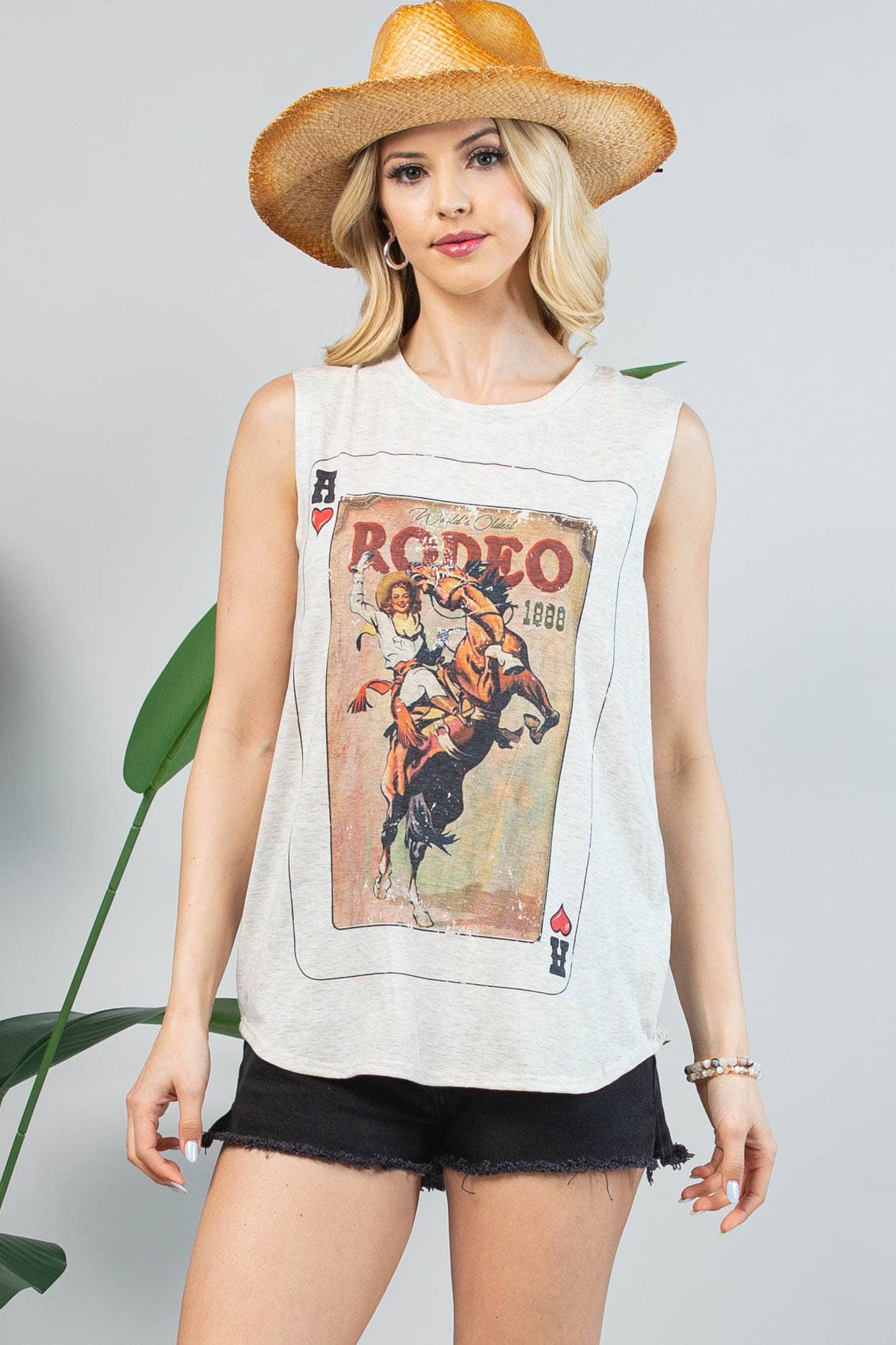 KEITH VINTAGE WESTERN GRAPHIC SLEEVELESS TOP