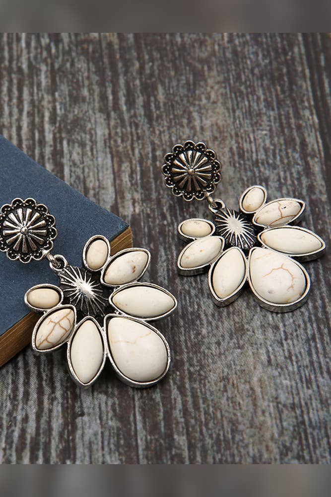 Flower Shaped Decor Drop Earrings