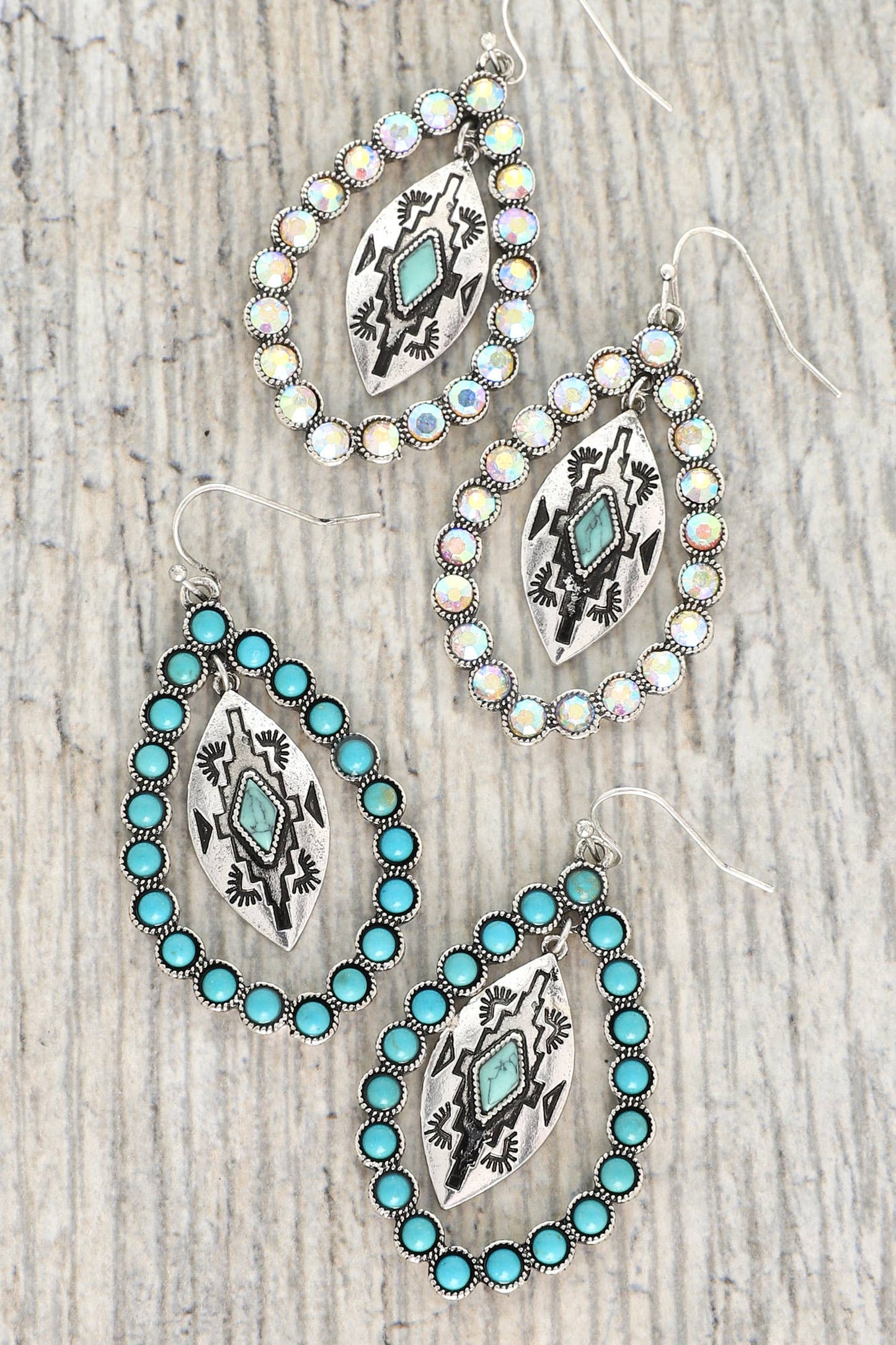 Sophia Collection Western Turquoise Teardrop Earrings