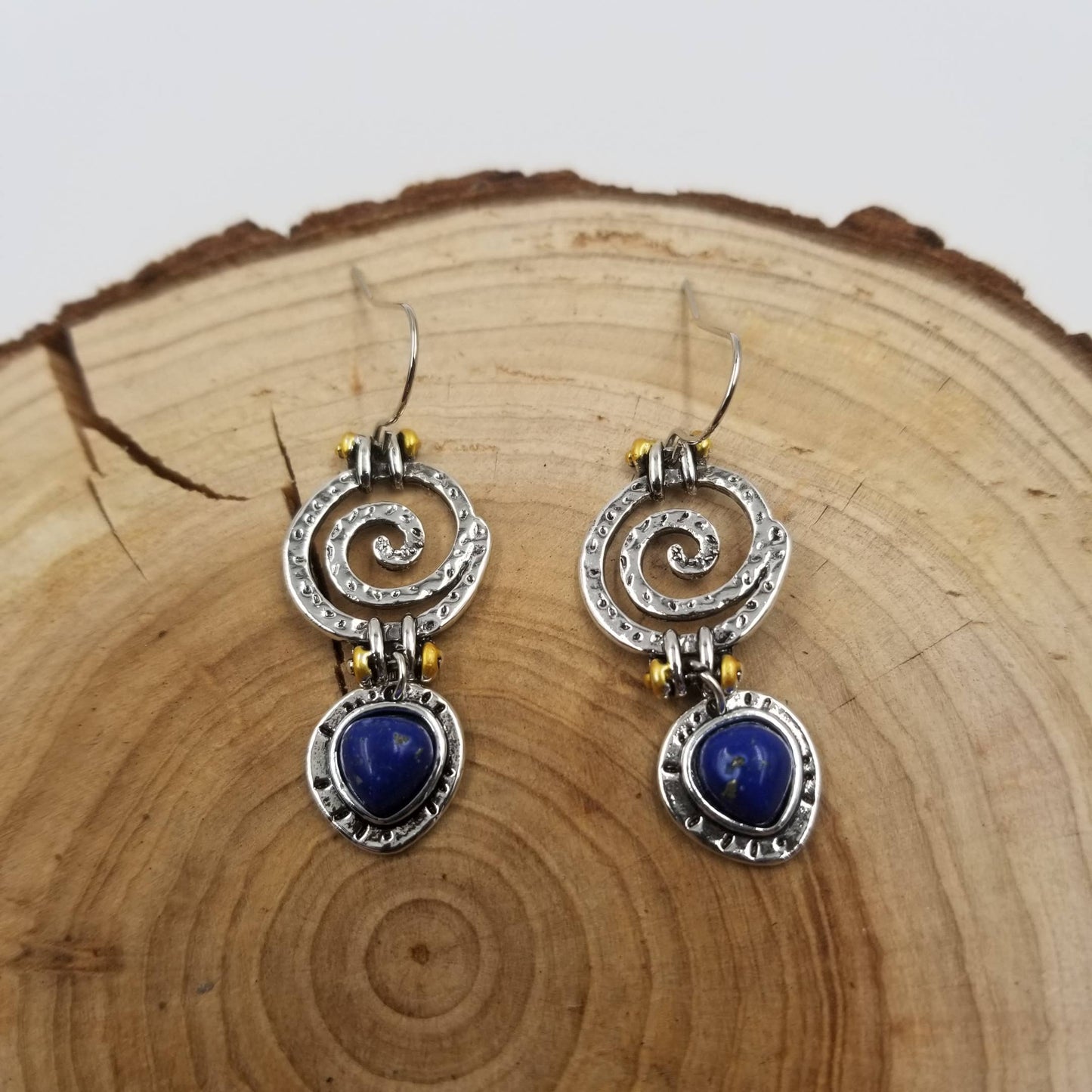 Vintage Silver Natural Lapis Lazuli Earrings