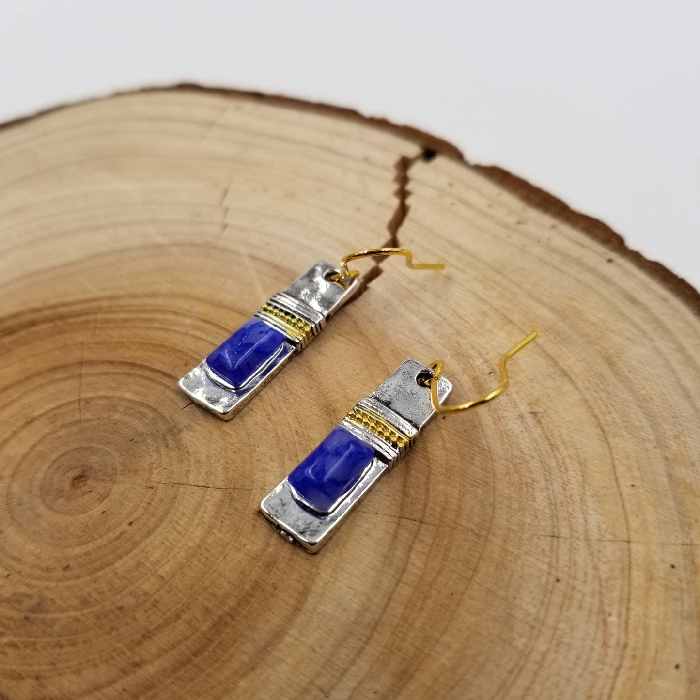 Vintage Silver Lapis Lazuli Stone Earrings
