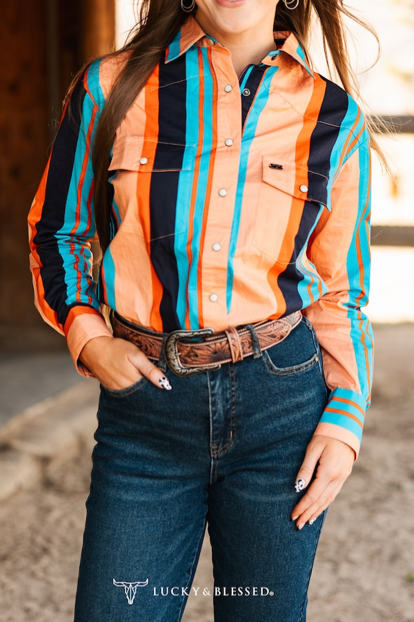 Peach Serape Retro/ 90s Western Top