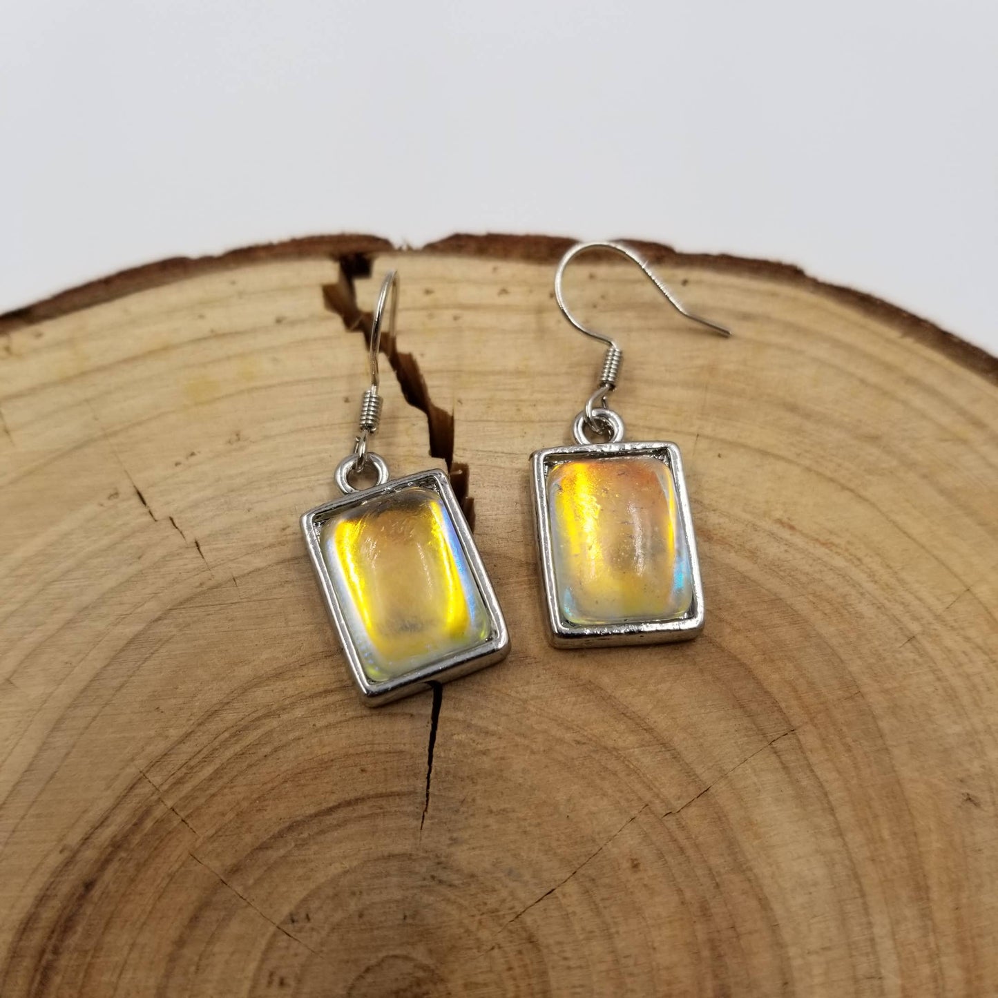 Simple Moonstone Square Earrings