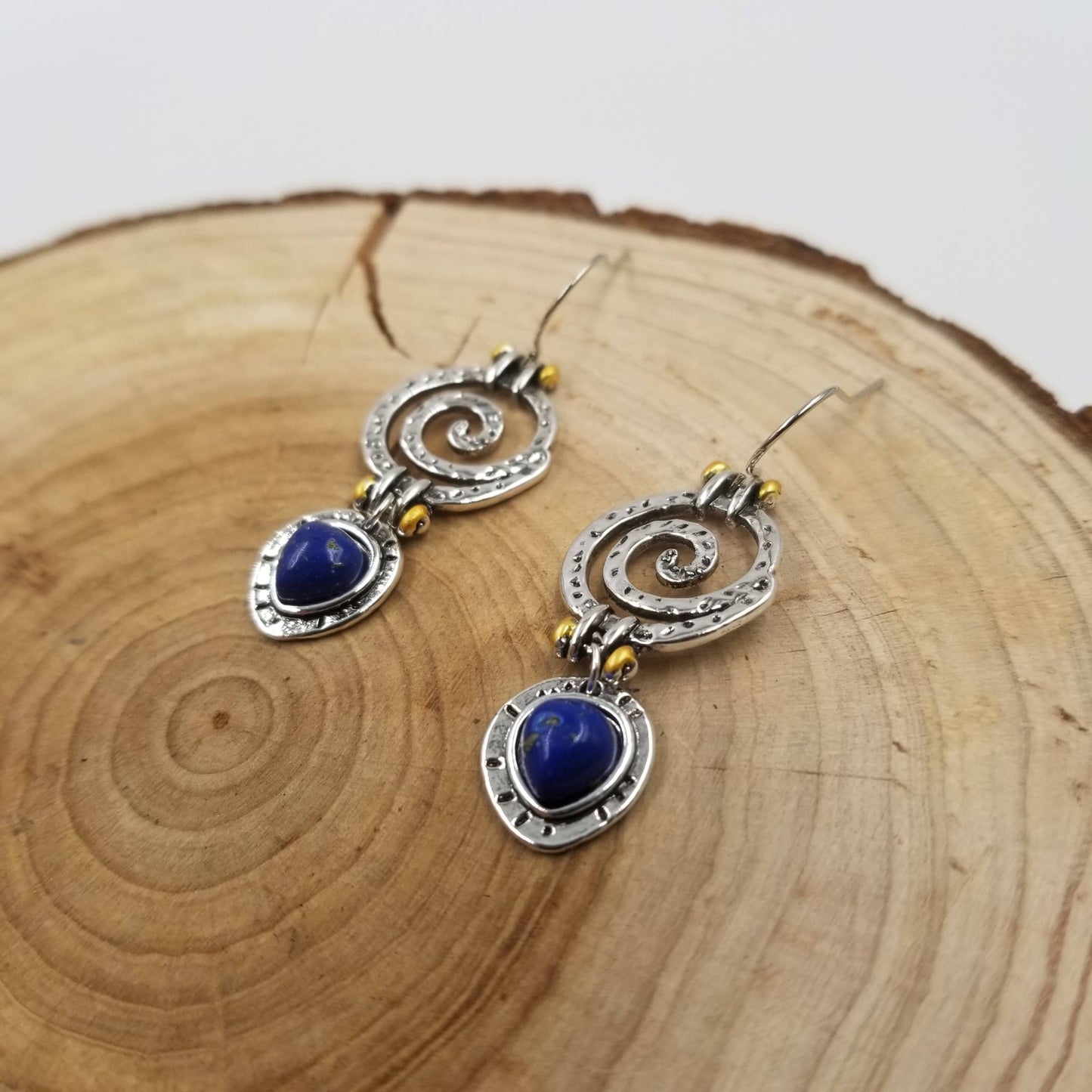 Vintage Silver Natural Lapis Lazuli Earrings