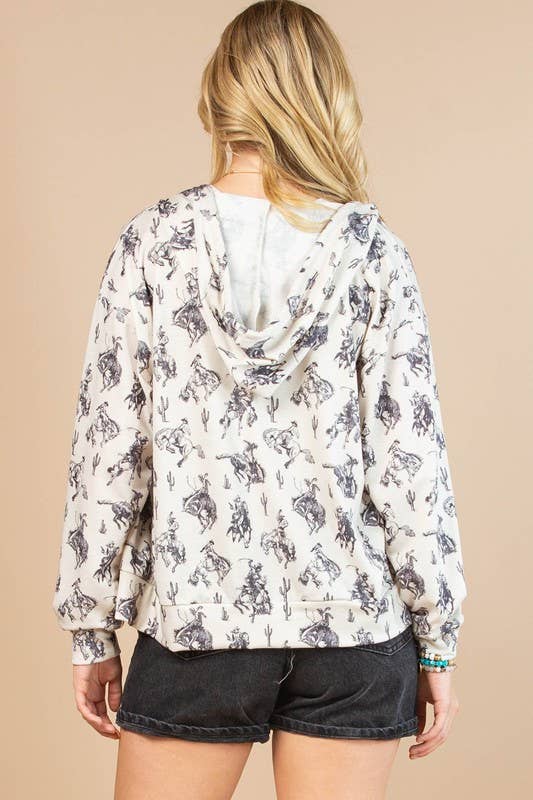 CHLOE BUCKING HORSES PRINT OPEN FRONT ZIPPER