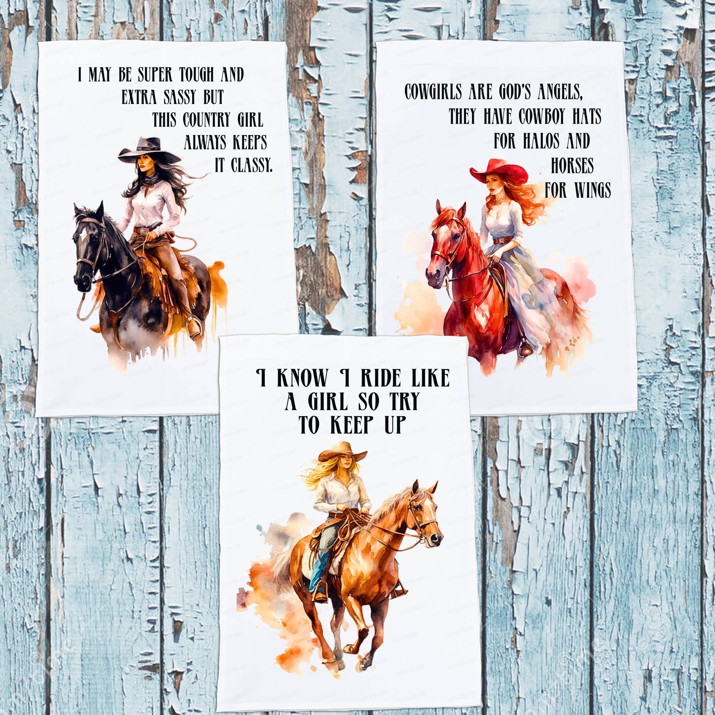 Cowgirl, Dish Towel, Cowgirls on Horses