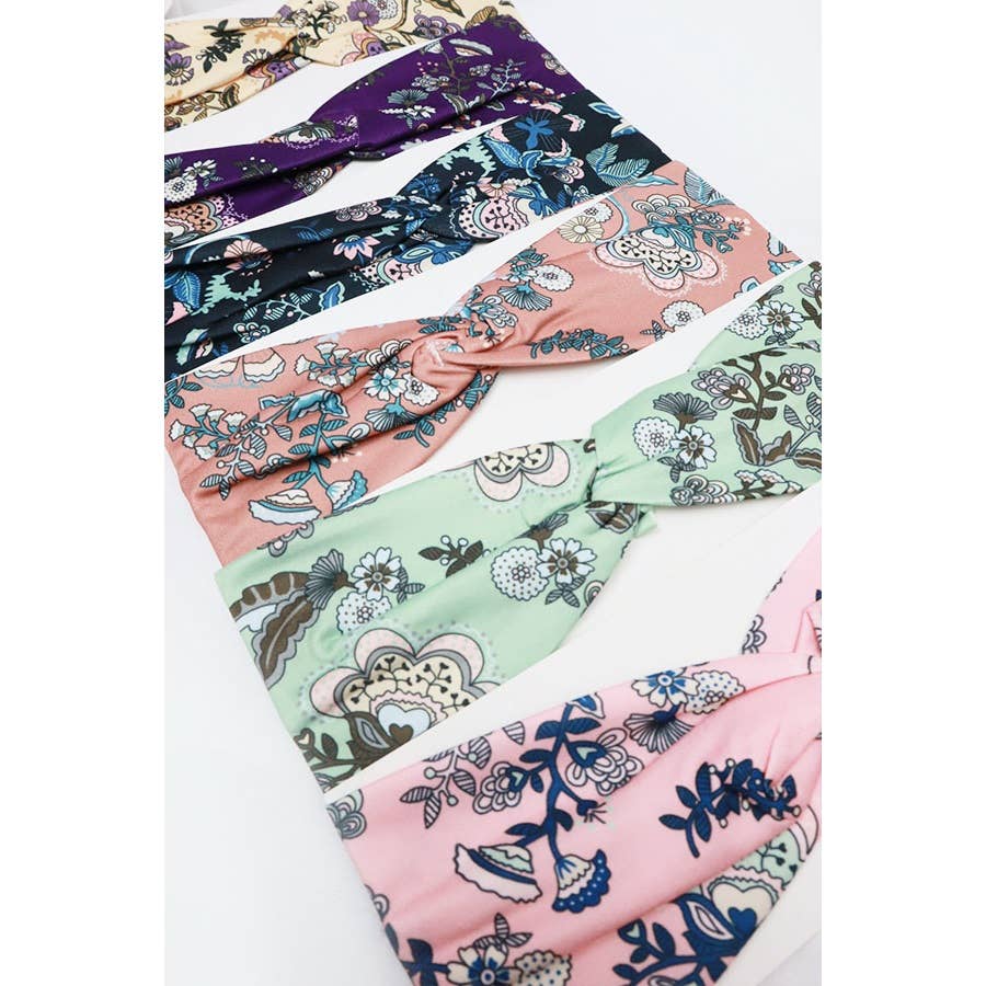 Vintage Flower Print Stretch Headband