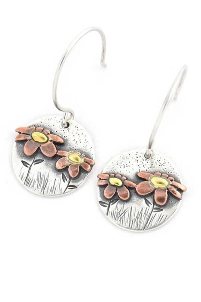 Vintage Round Flower Earrings