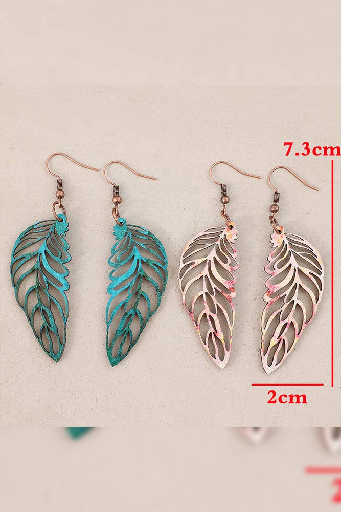 Colorful Feather Wooden Earrings SP388