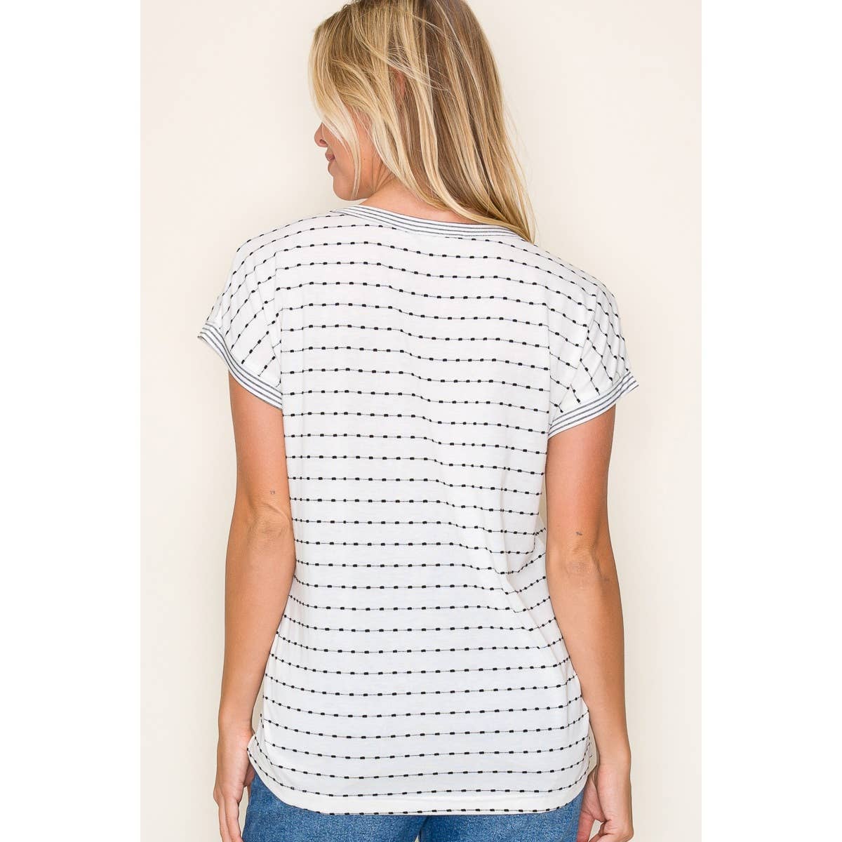 Staccato V NECK DOTTED STRIPED TOP