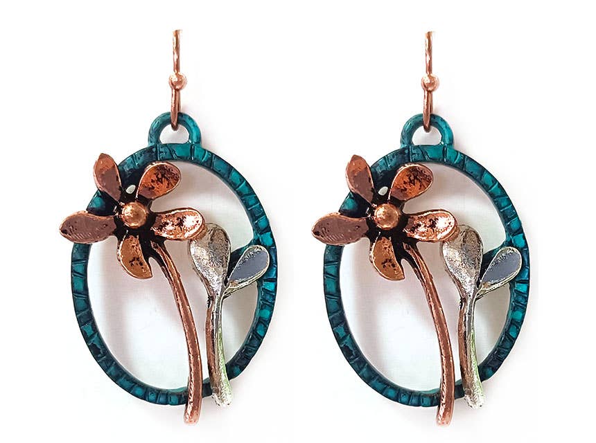 Flowers in Oval Earrings - Multipatina