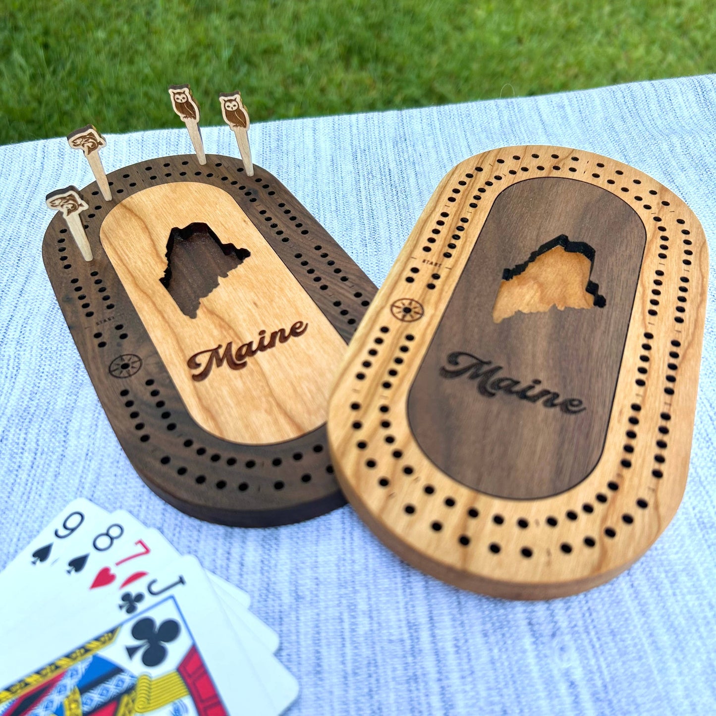 US States Mini Travel Cribbage Board Set with Custom Pegs
