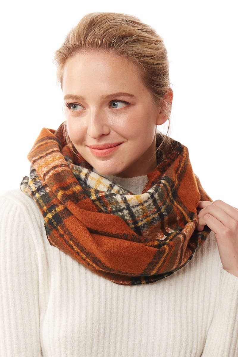 Women's Winter Plaid Patterned Infinity Scarf
