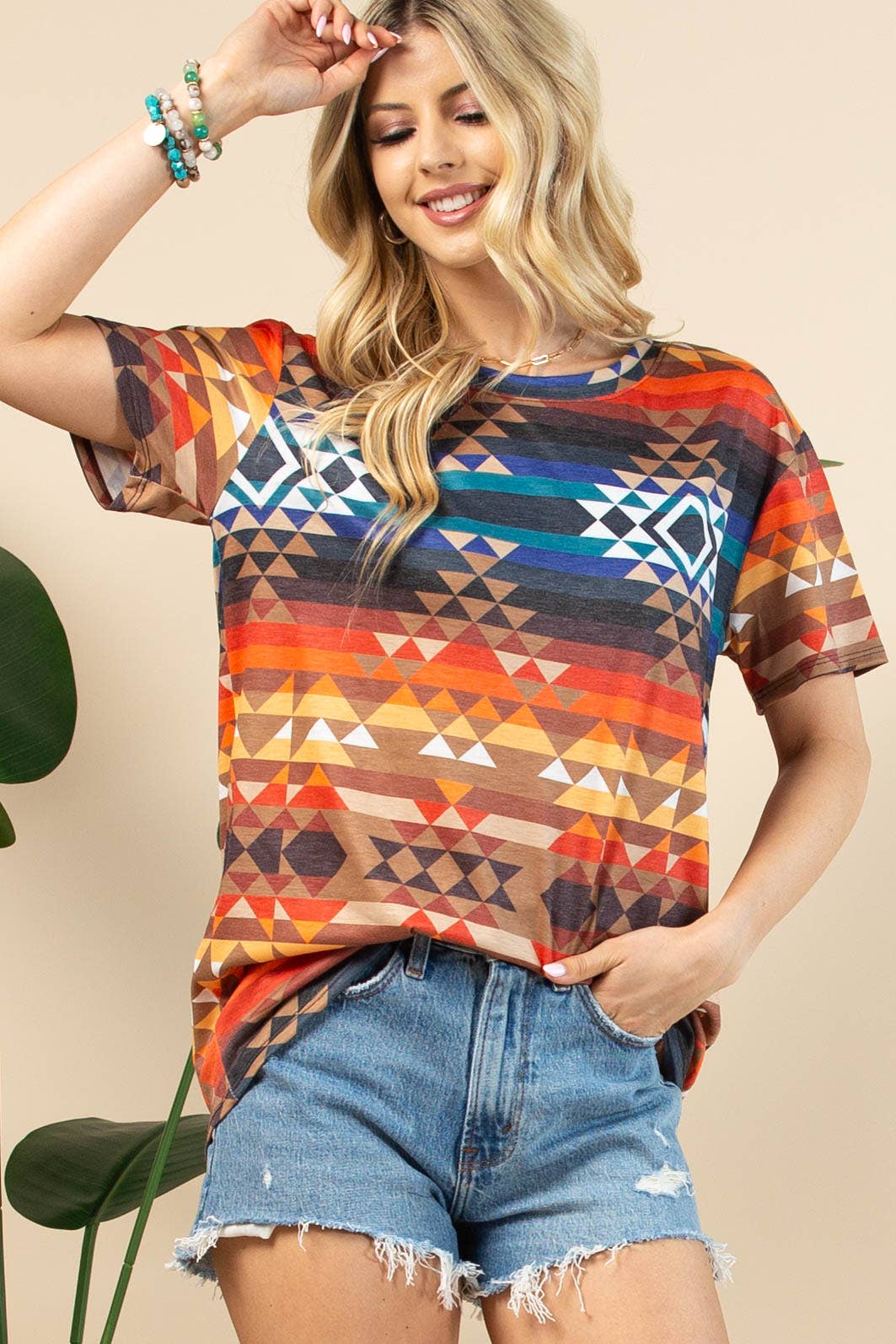 DORA AZTEC PRINT SHORT SLEEVE T-SHIRT
