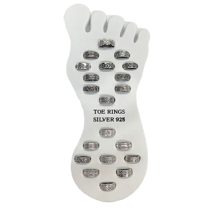 Sterling Silver Band Mixed Design Toe Ring