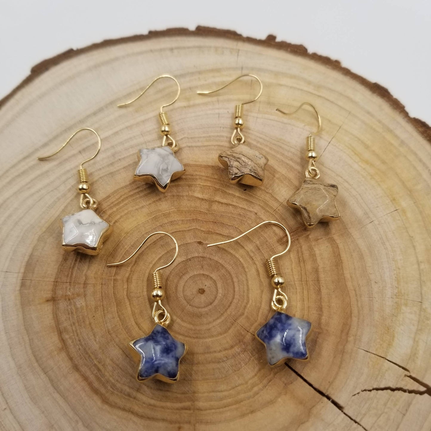 Handmade Natural Stone Star Earrings