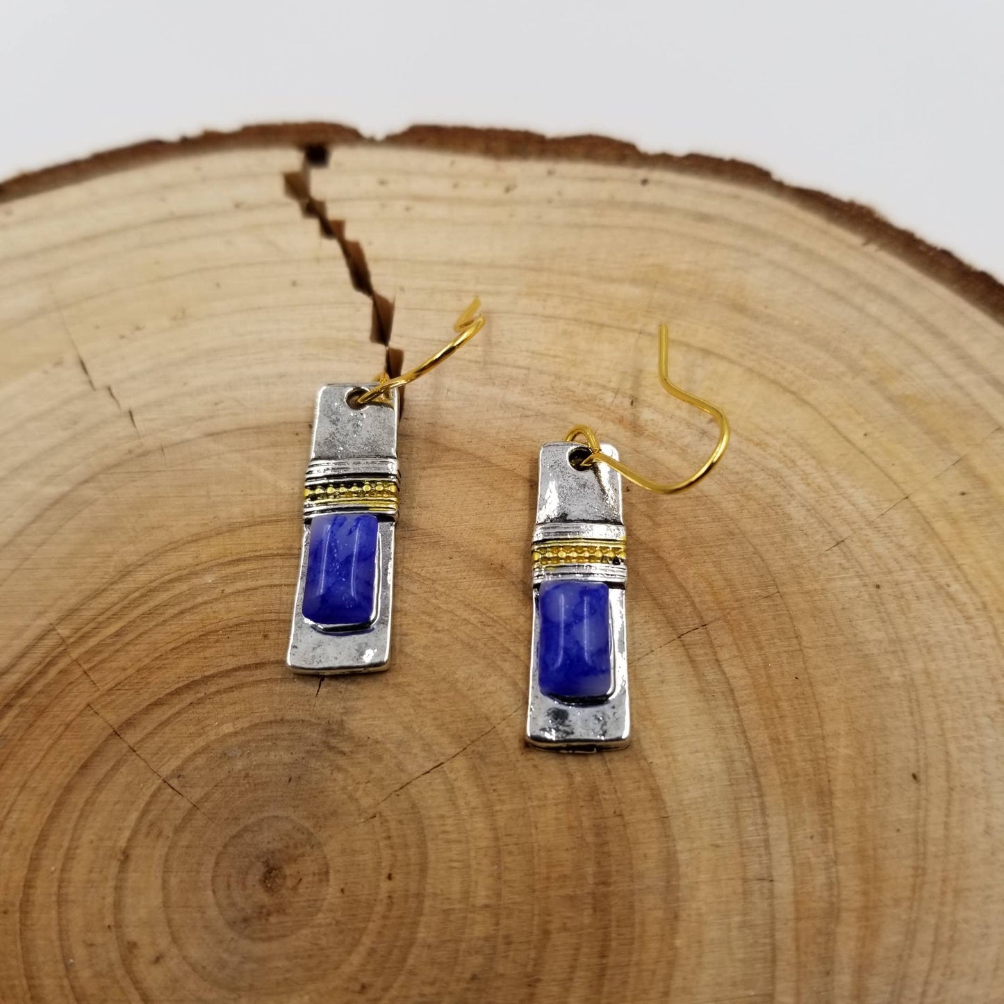 Vintage Silver Lapis Lazuli Stone Earrings