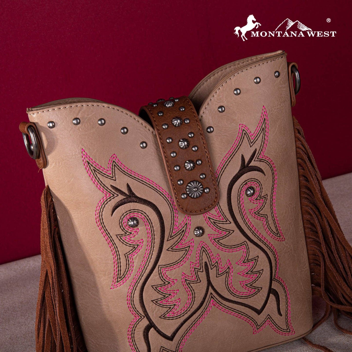 MW1247-9360 Montana West Embroidered Fringe Collection Boot