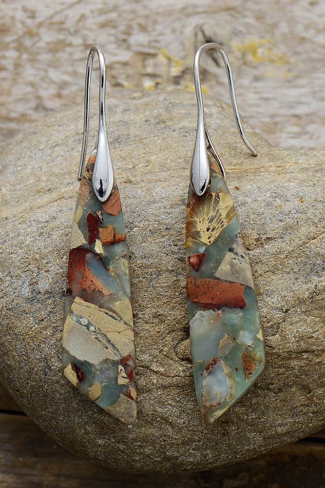 Boho Colorful Stone Shape Earrings
