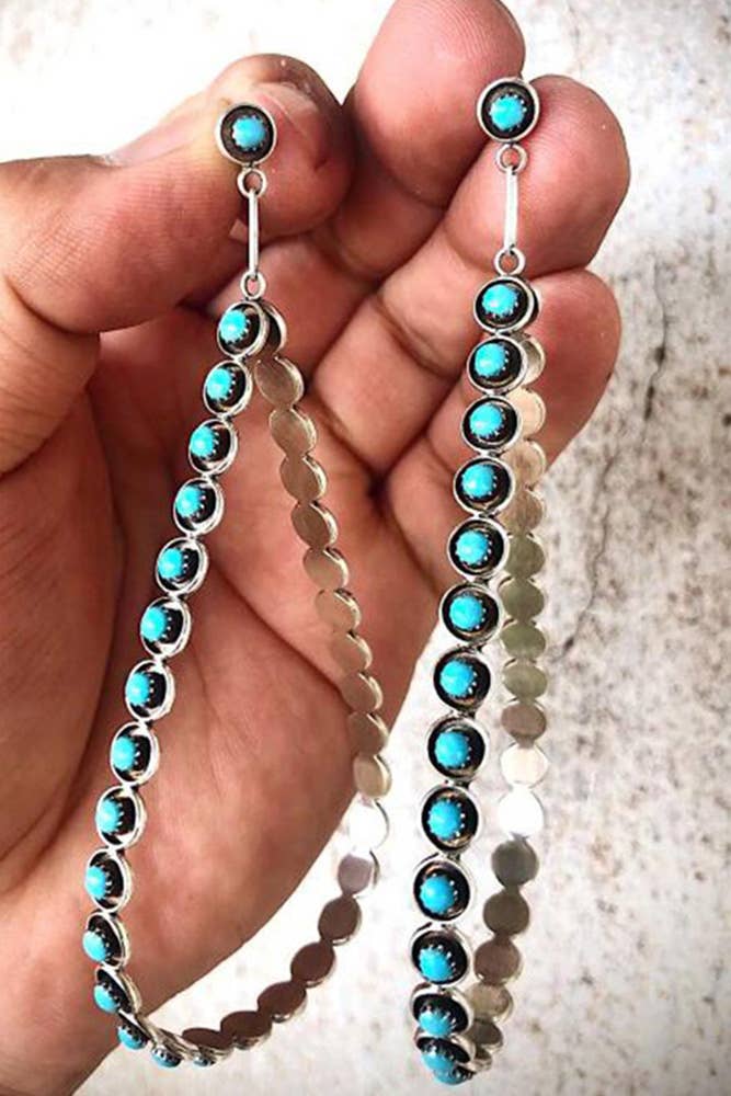 Long Turquoise Beads Earrings