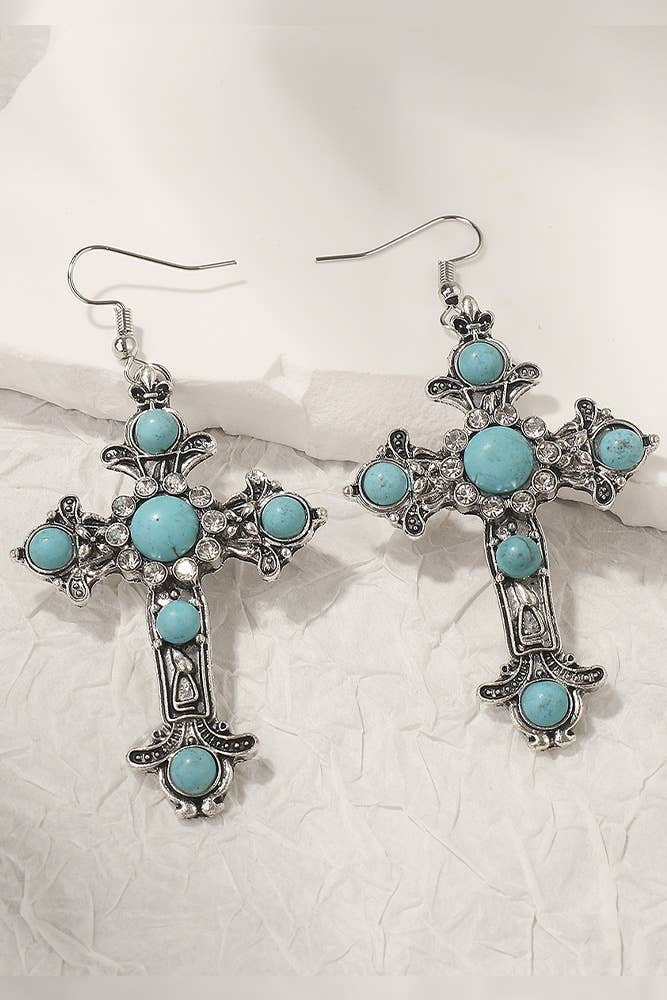 Turquoise Cross Earrings