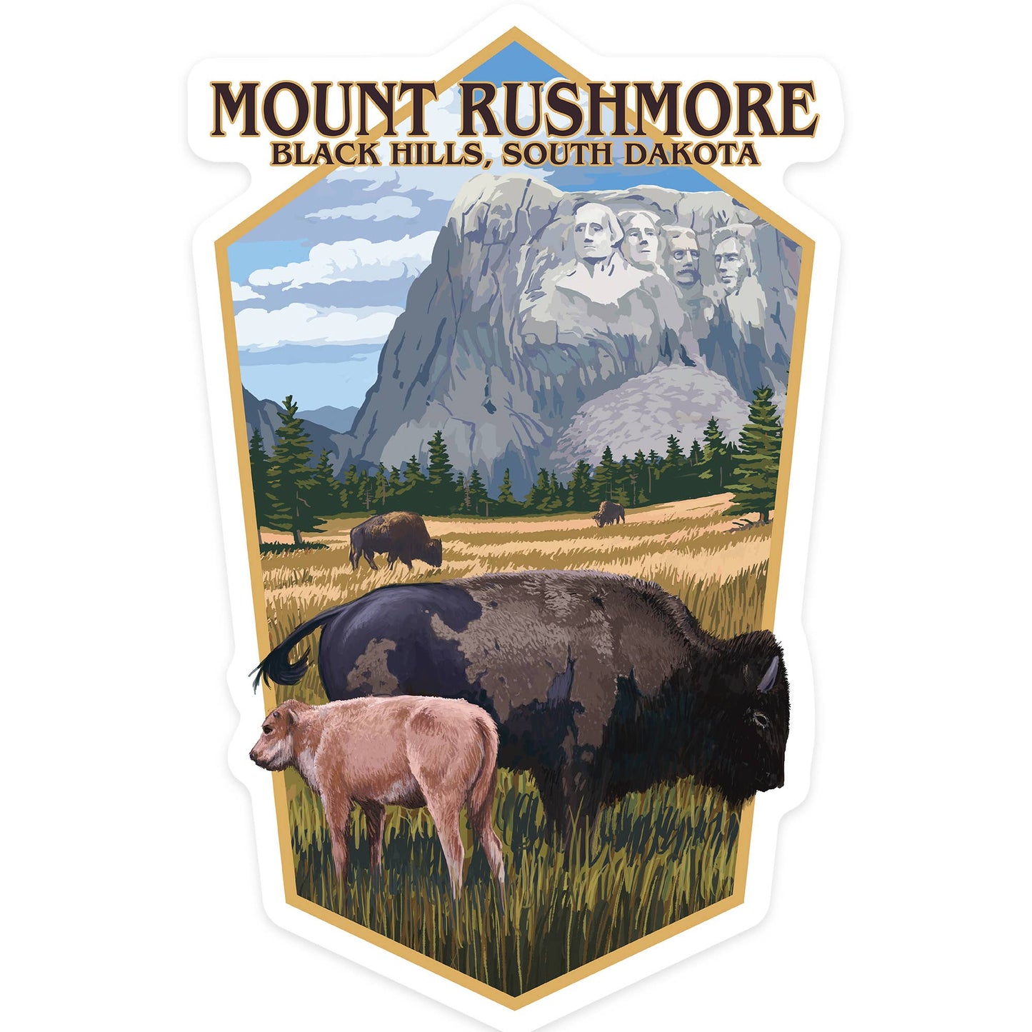 STICKER Black Hills, South Dakota, Bison Grazing