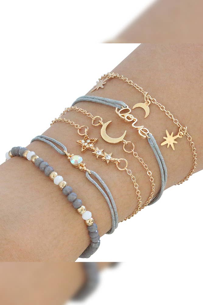 Star Moon Love 6pcs Bracelet Set