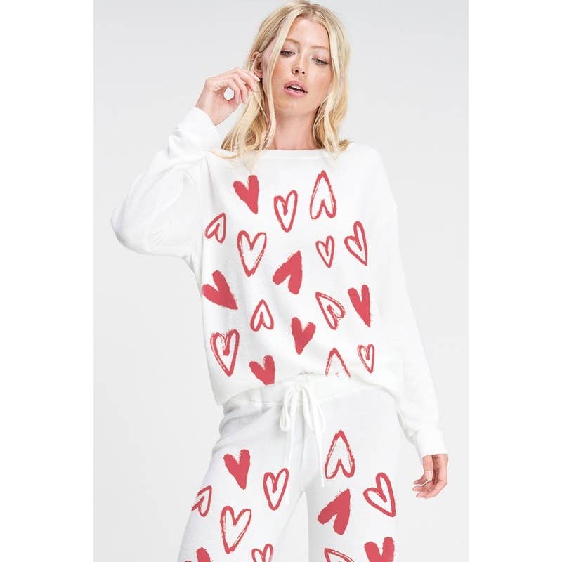 Heart all over soft brushed loungewear set