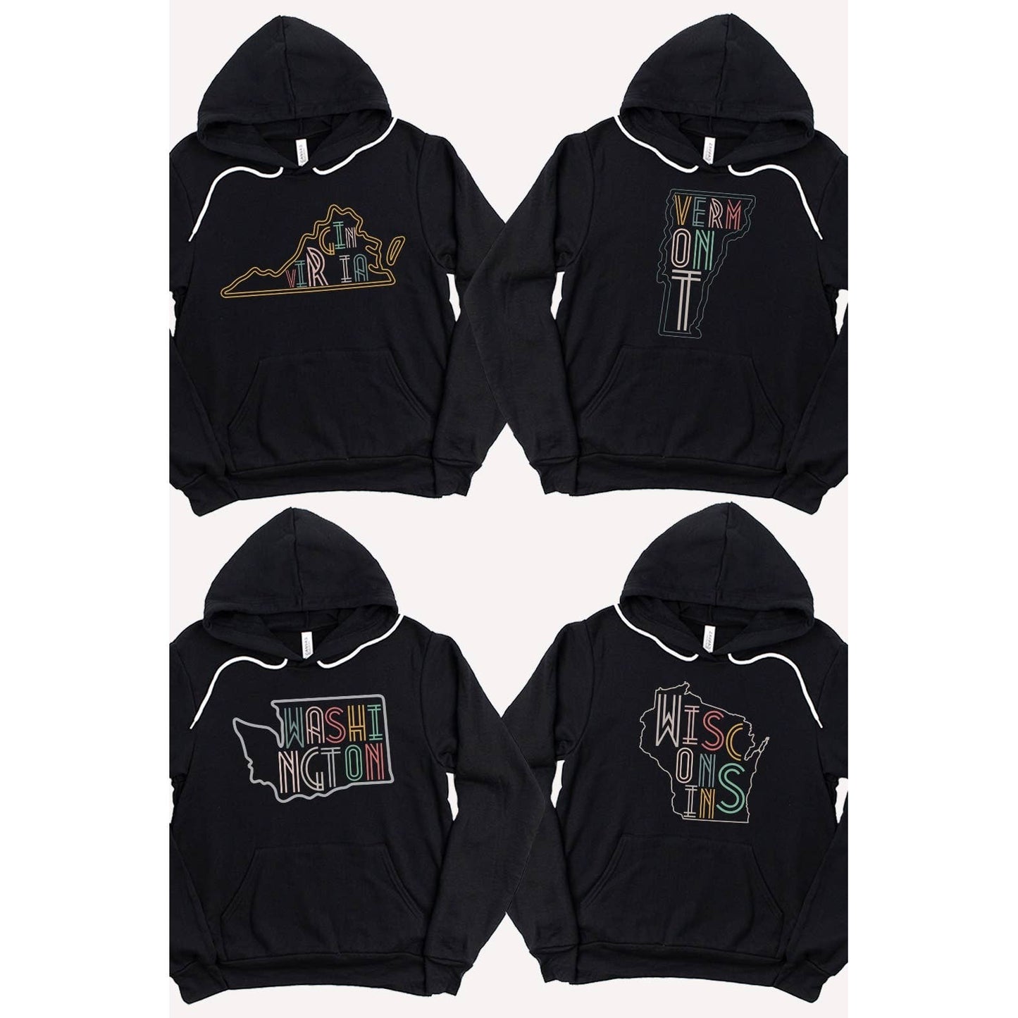 SOUTH DAKOTA Neon State Shape Graphic Hoodies