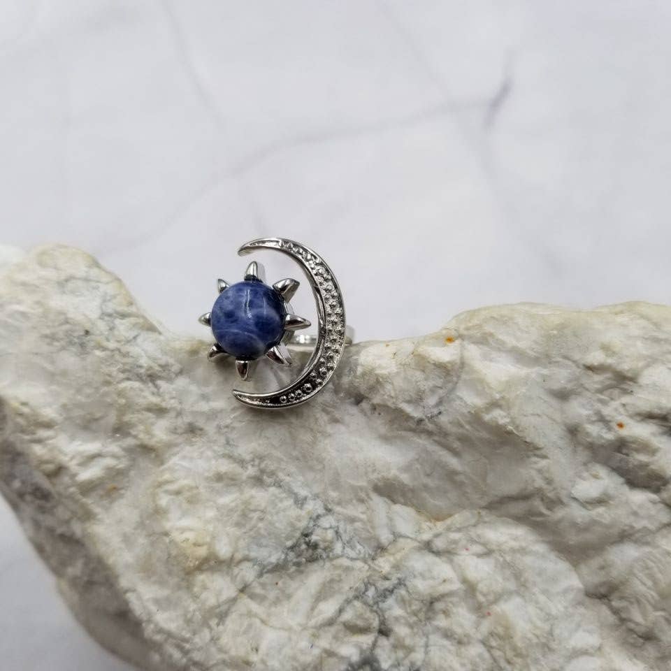 Gemstone Sun and Moon Ring - Gold