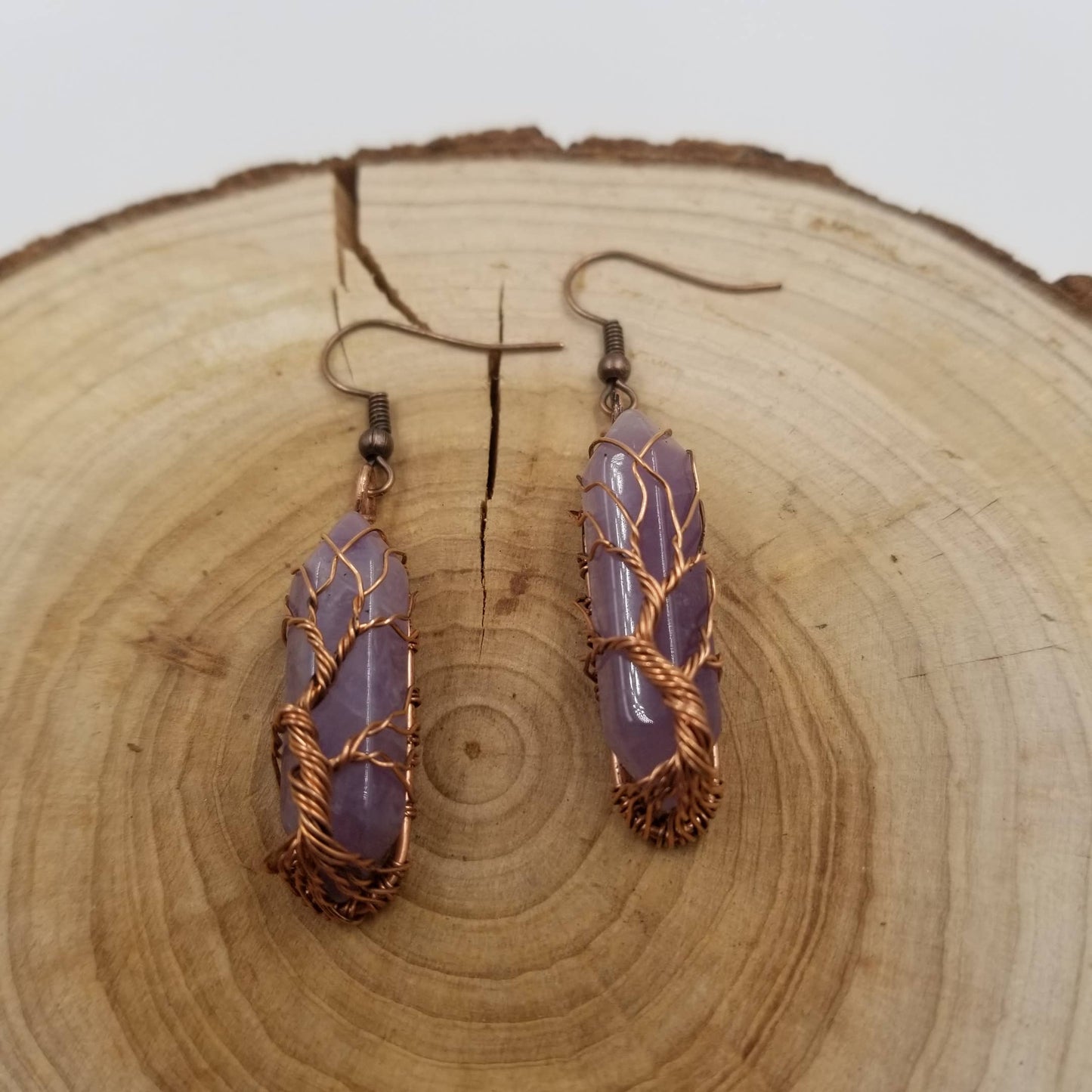 Wired Fluorite Crystal Pendant Earrings