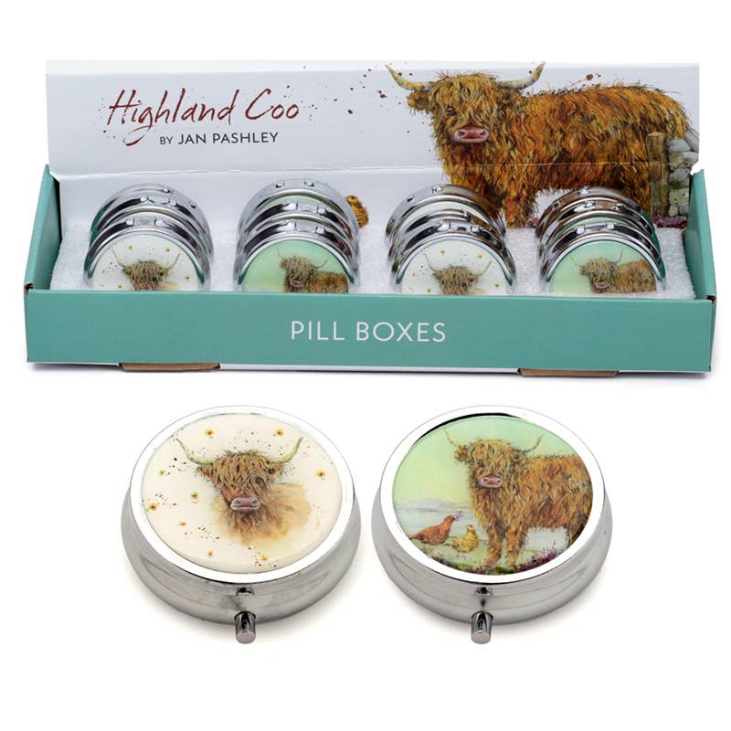 Jan Pashley Highland Coo Cow Pill Box