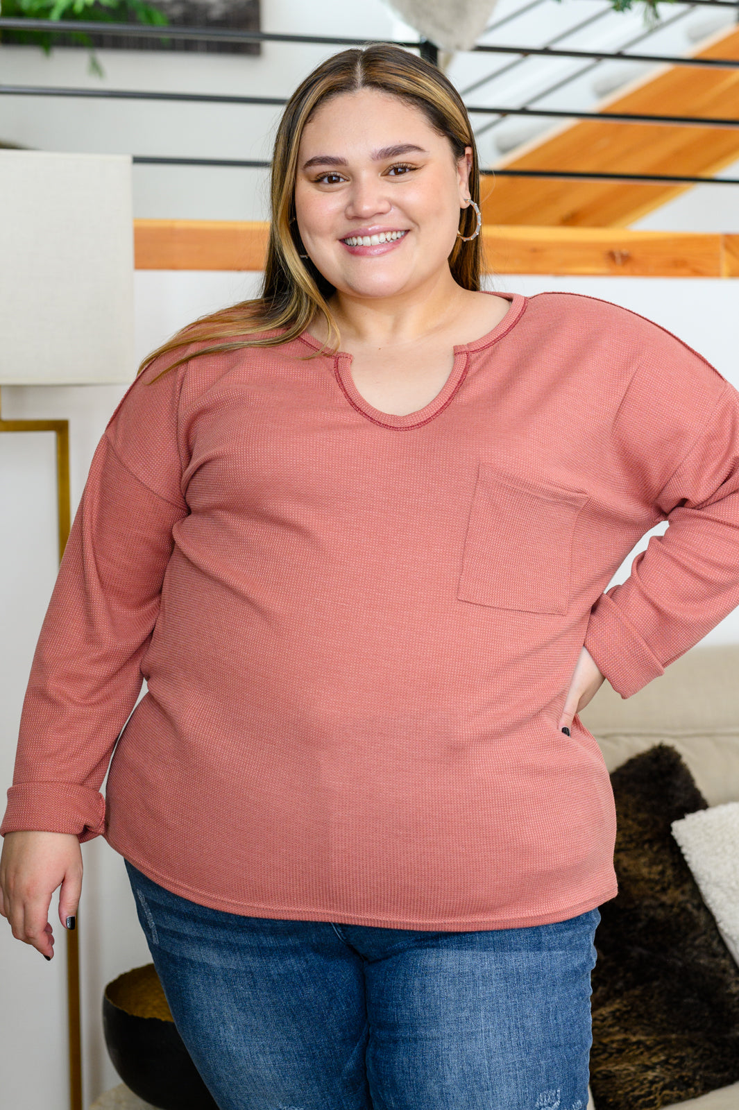 CLEARANCE Behind The Scenes Waffle Knit Top