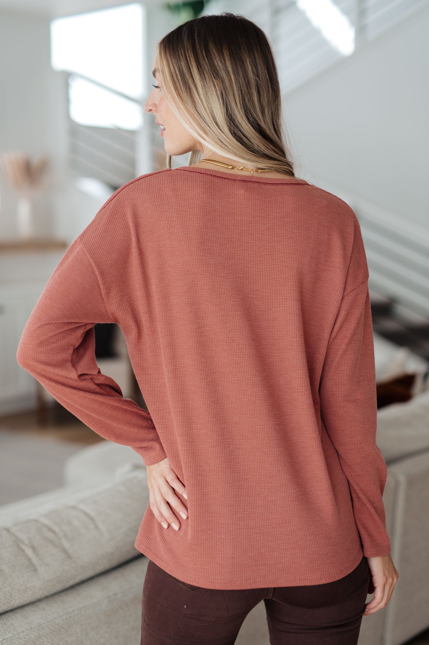 CLEARANCE Behind The Scenes Waffle Knit Top