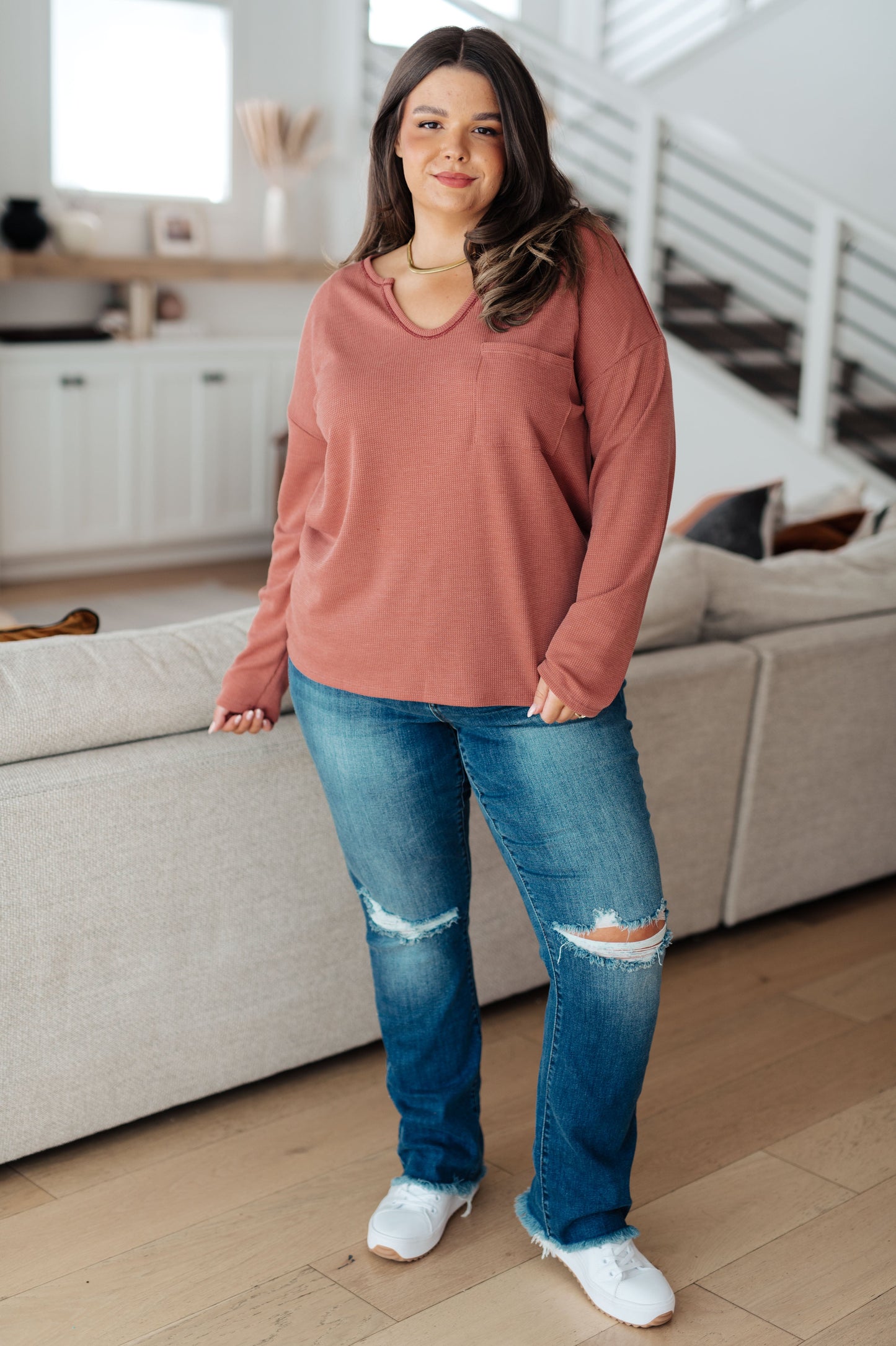 CLEARANCE Behind The Scenes Waffle Knit Top