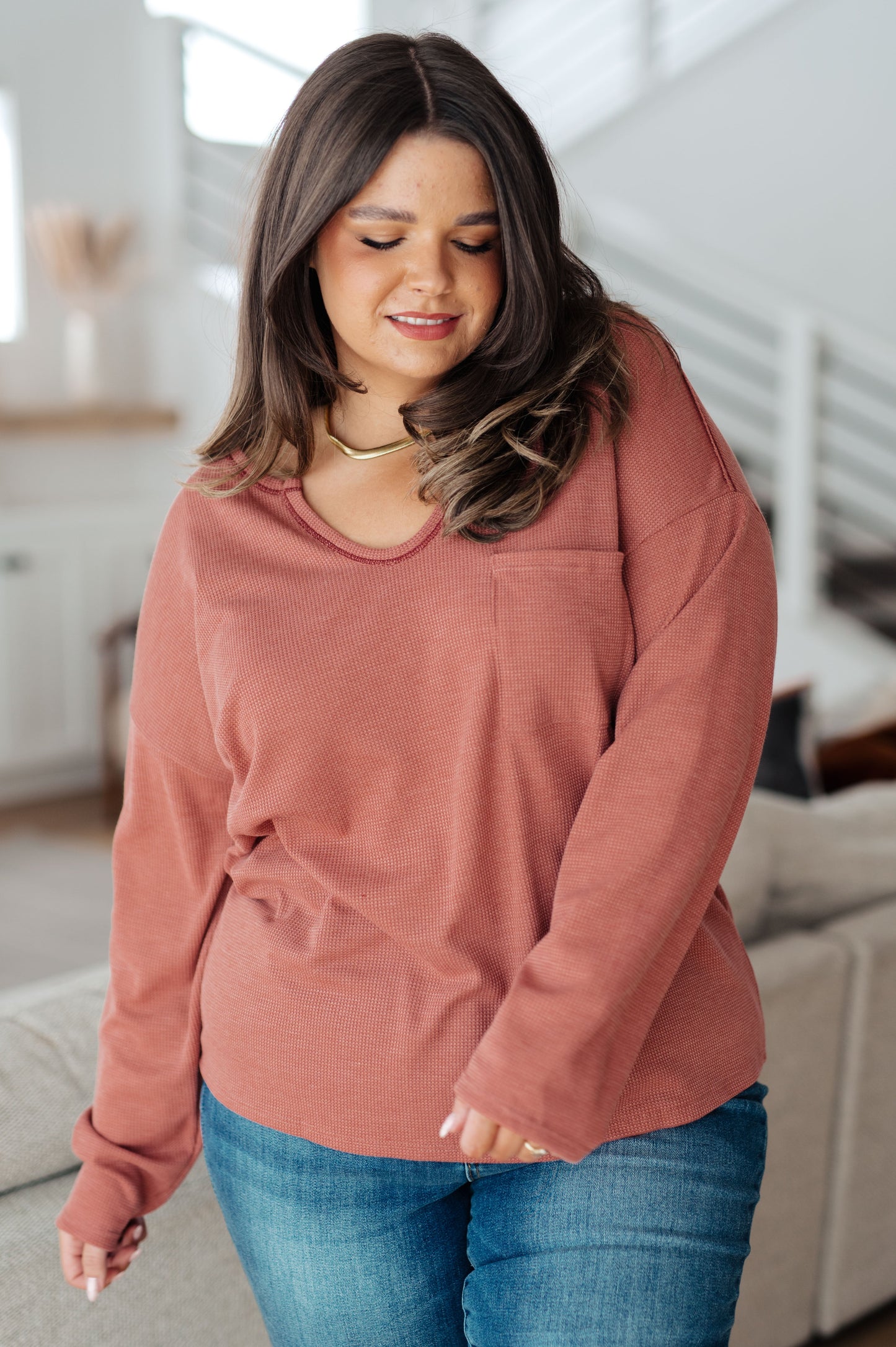 CLEARANCE Behind The Scenes Waffle Knit Top