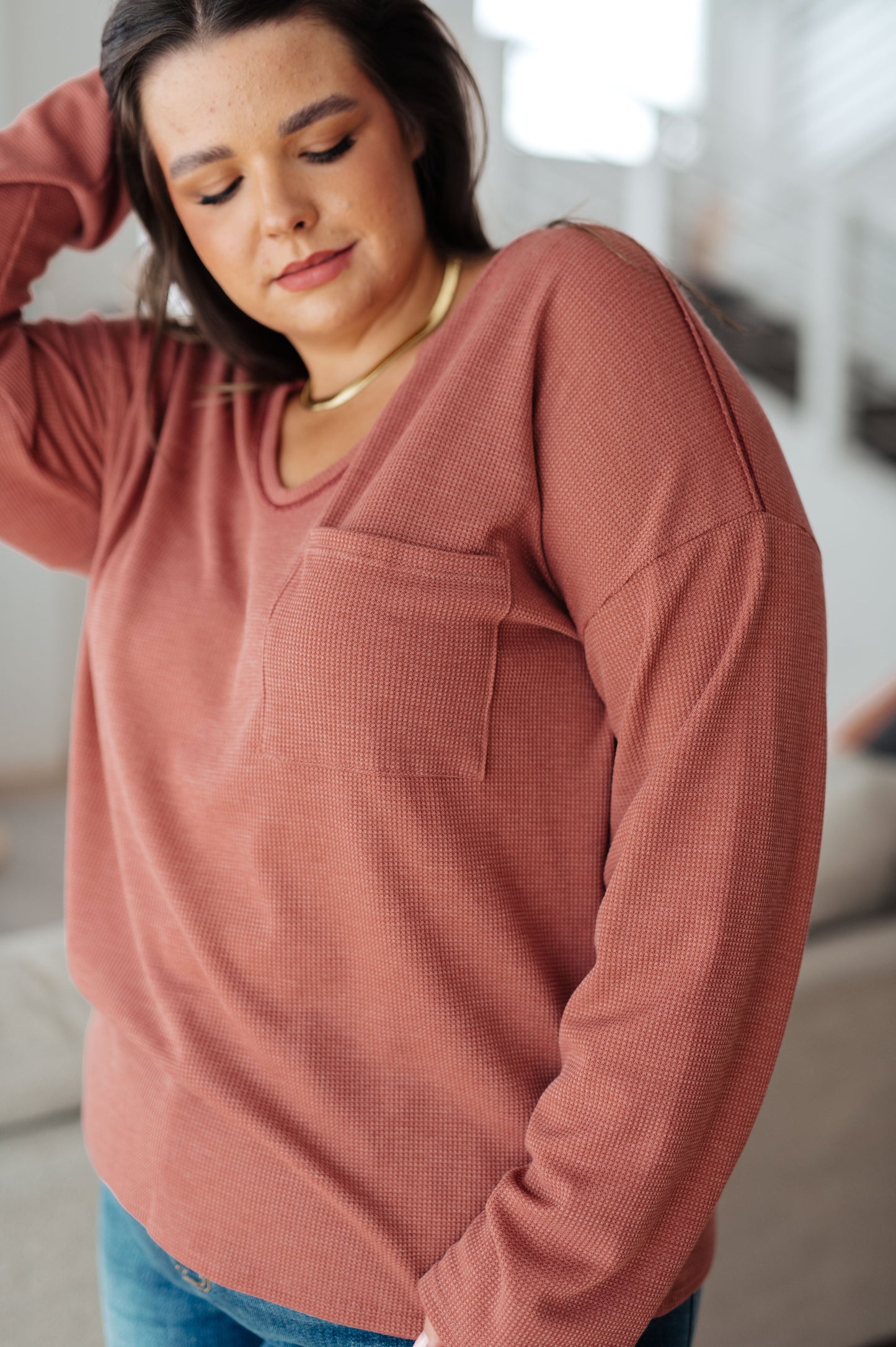 CLEARANCE Behind The Scenes Waffle Knit Top